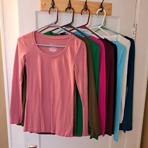 LOT of 9 - NO BOUNDARIES Long Sleeve Scoop Neck Tees - Many Colors - Small NWOT